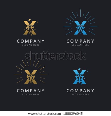 Letter X with luxury abstract diamond logo template