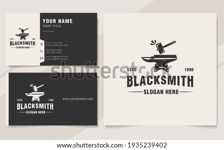 Vintage blacksmith logo template monogram style