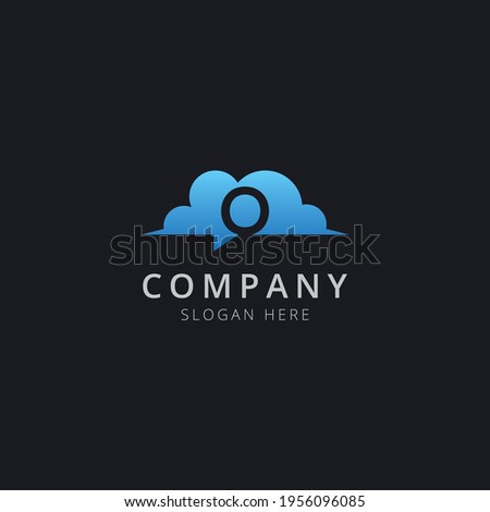 Initial letter O in cloud chat with modern blue color