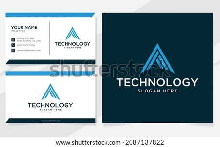 Initials AG with element technology logo suitable for internet, network or programming with business card template
