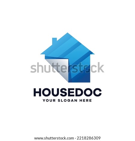 House Document Paper Gradient Logo Vector Icon Illustration