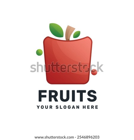 Apple Square Logo vector. Fresh fruit idea juice drink icon