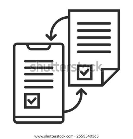 File exchange outline icon, editable vector illustration and transparent graphic element. Isolated on white background