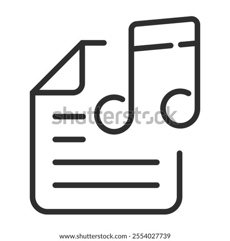 Music file icon, Music band symbol outline icon, editable vector illustration and transparent graphic element. Isolated on white background