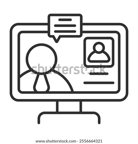 Discussion icon, Online meeting symbol outline icon, editable vector illustration and transparent graphic element. Isolated on white background