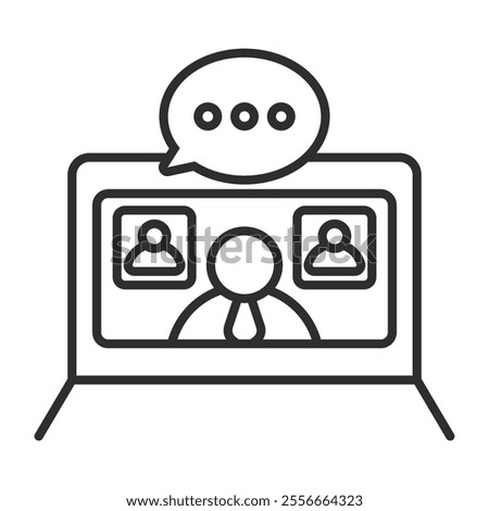 Webinar icon, Online meeting symbol outline icon, editable vector illustration and transparent graphic element. Isolated on white background