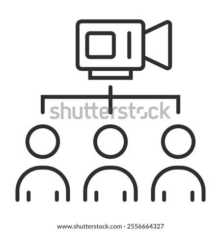 Meeting icon, Online meeting symbol outline icon, editable vector illustration and transparent graphic element. Isolated on white background