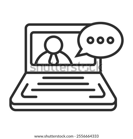 Online conference icon, Online meeting symbol outline icon, editable vector illustration and transparent graphic element. Isolated on white background