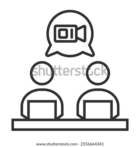 Discussion icon, Online meeting symbol outline icon, editable vector illustration and transparent graphic element. Isolated on white background