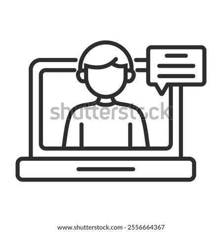 Webinar icon, Online meeting symbol outline icon, editable vector illustration and transparent graphic element. Isolated on white background