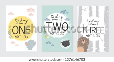 Cute baby month anniversary card. Capturing all the special moments and milestones - Vector 