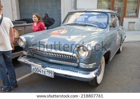 MOSCOW, RUSSIA - July 26, 2014:      Soviet retro grey car \