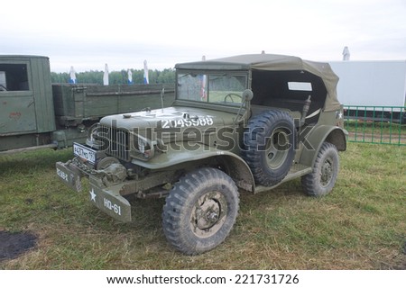 CHERNOGOLOVKA, MOSCOW REGION, RUSSIA - JUNE 21, 2013:  Commander\'s car Dodge WC-57 Command Car at the 3rd international meeting of \