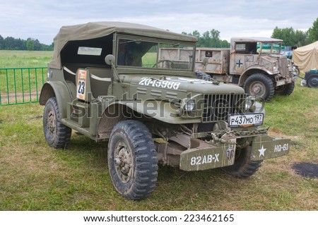 CHERNOGOLOVKA, MOSCOW REGION, RUSSIA-JUNE 21, 2013:  Commander\'s car Dodge WC-57 Command Car at the 3rd international meeting of \