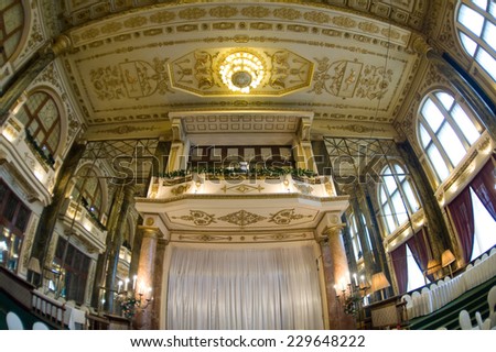 MOSCOW, RUSSIA - January  6, 2013: The interior of the historic famous Moscow restaurant 