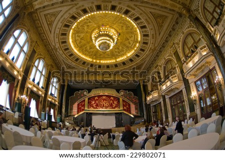 MOSCOW, RUSSIA - January  6, 2013: The interior of the oldest Moscow restaurant \