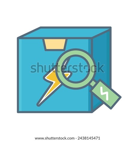 Finding the box with lighting icon. Preview for modern box vector icon.