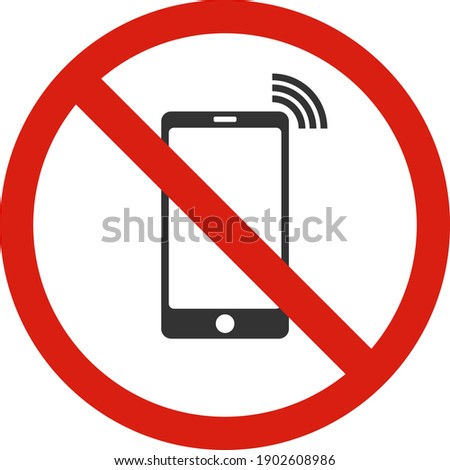 It is forbidden to use a mobile phone. Telephone prohibition sign. Vector, cartoon illustration. Vector.