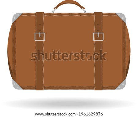 Tourist suitcase. Vintage brown tourist suitcase isolated on white background. Vector, cartoon illustration. Vector.