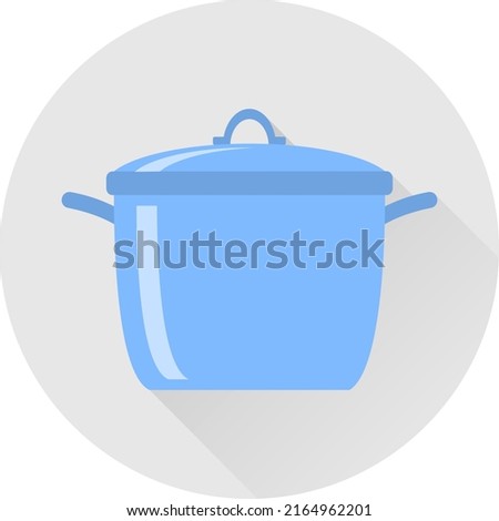 Saucepan isolated on white background. Boiling pot icon. Cartoon illustration.