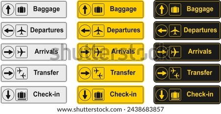 Signs pointers at the airport. Airport signs. Vector, design illustration. Vector.