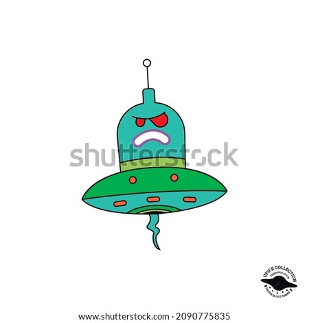 UFO flying and Angry Alien Despicable Me - UFO Collection. Draw and text, sublimation design and Vector T-shirt fashion design.