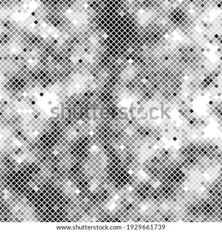 Seamless digital snow polar arctic pixel camo texture for army or hunting textile print. Vector digital military camouflage pattern. Snow white and gray color palette