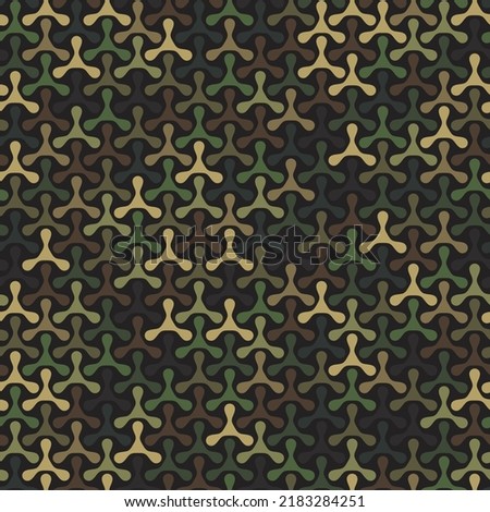 Seamless geometric swamp camo colored triplex shapes background. Vector digital camouflage of triplex mosaic camo texture for decor or textile print