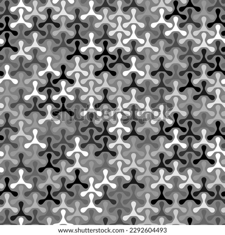 Vector abstract vintage geometric wallpaper pattern seamless. Dark triplex geometric shape on white background with gray backdrop. Modern geometrical monochrome texture