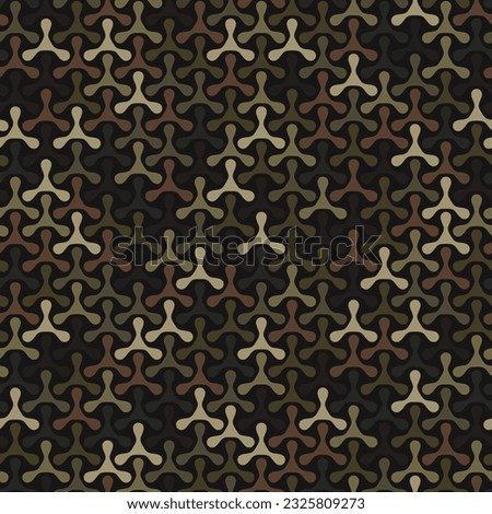 Texture military digital brown camouflage seamless pattern. Abstract army and hunting masking ornament background. Vector digital triplex mosaic camo texture