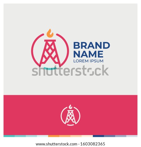 Modern logo in line style. Petroleum Gas Oil Rig logo.