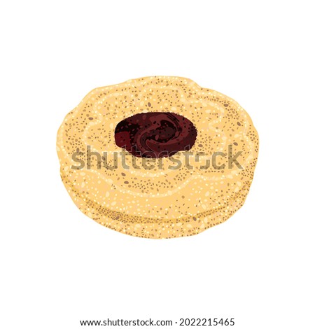 Shortbread jam biscuit - hand drawn vector illustration isolated on white.