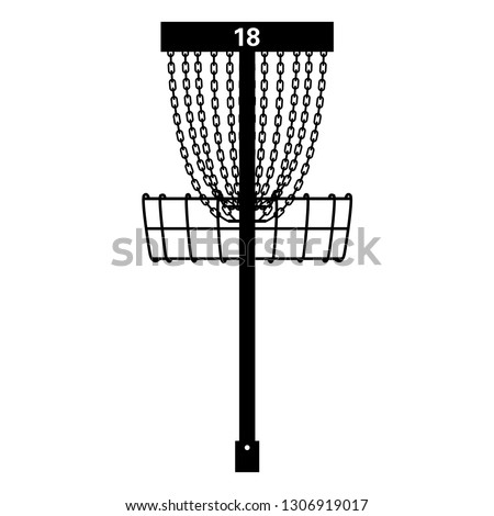 Tournament Disc Golf Basket Pin Hole 18 Vector Illustration Icon Symbol