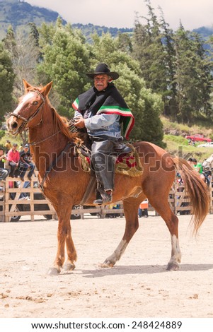 Banos de Aqua Santa, Tungurahua, Ecuador, November 2014, Old  Latin cowboy riding a horse