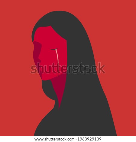 Graphic illustration of a crying woman
