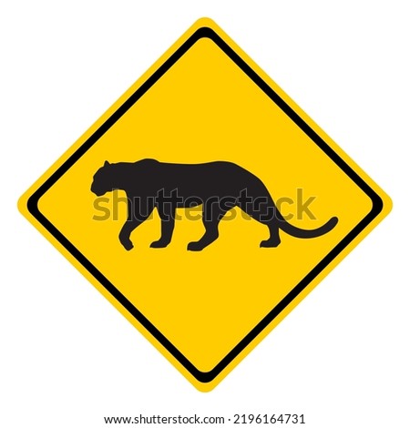 Puma warning sign  Isolated On White Background,Vector Illustration Of A Warning Sign 