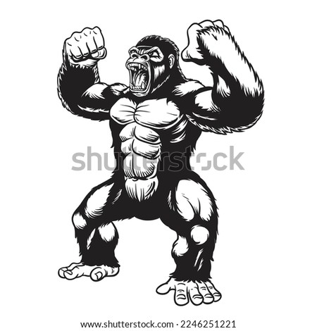 Kingkong gorilla angry cartoon ,vector illustrasion