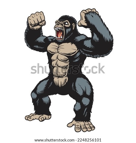 Kingkong gorilla angry cartoon ,vector illustrasion