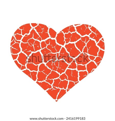 Broken Heart Relationship Breakup Divorce Heartbroken Cracked Grunge Illustration ,vector illustration.