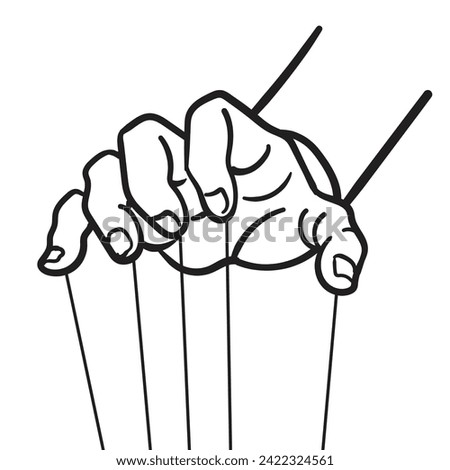  Puppet master hand,Sketch vector illustration.