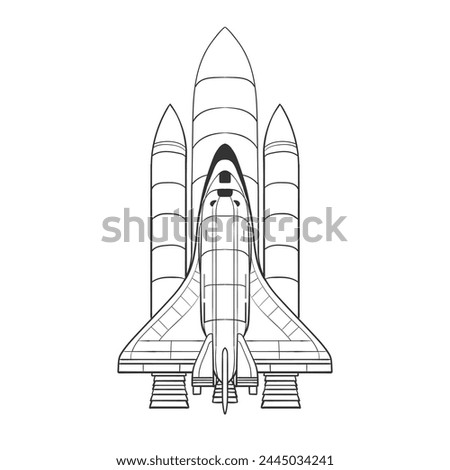 Rocket icon vector. Space Craft illustration sign. Shuttle symbol or logo. Rocket doodle outline for colouring vector .