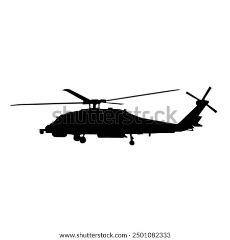 Helicopter silhouette vector, Military helicopter rotor blade Black White