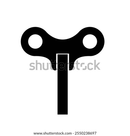 Wind up key vector icon symbol lock, Butterfly clock and toy winding key, isolated on white background.