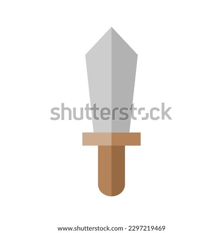 Cute sword knight doodle icon flat vector design