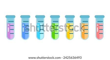 Rainbow science test tube lab water chemical icon flat vector design
