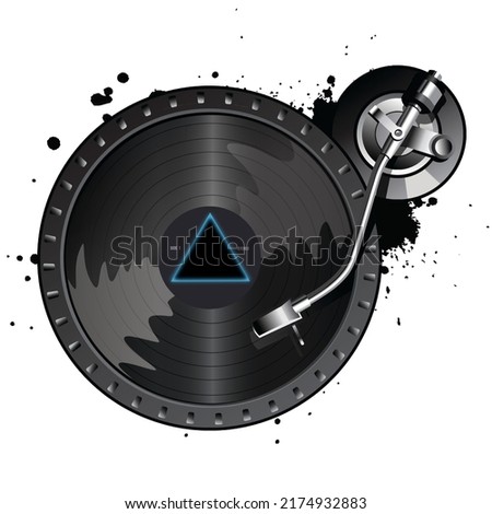 Turntable Vinyl Record Design vector illustration transparent Dark Side of the T-shirt design