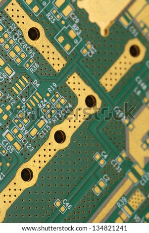 closeup shot of a printed wiring board for surface mount technology