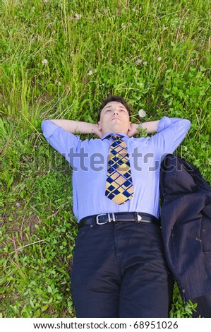 Manager in the Open and is relaxed on a flowery meadow