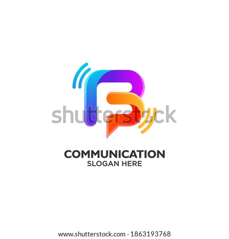 colorful letter B and letter F for technology logo design Stock fotó © 