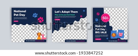 National pet day. Pet shop banner template. Promotional banner for social media post.